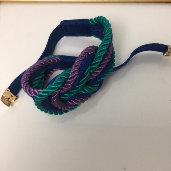 Vintage 80s Braided Rope Cord Belt Purple Blue Teal w Hook Clasp 25” Waist - Picture 8 of 10